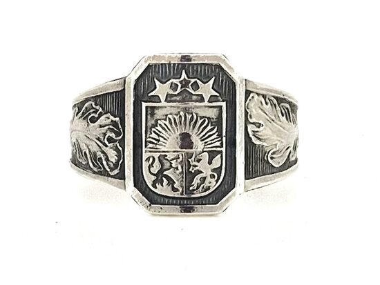 Sudraba gredzens ar Latvijas ģerboni