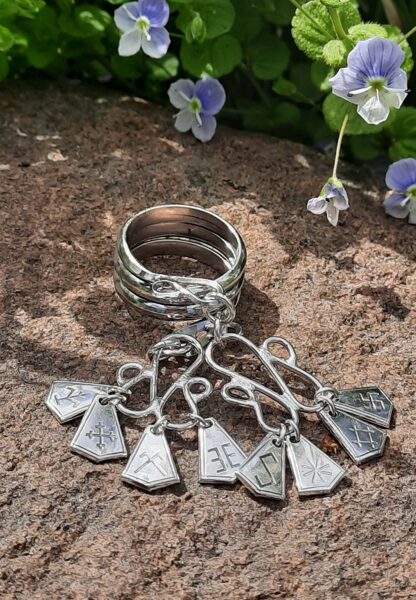 Septiņdienu gredzens / līgavu gredzens sudrabā ar dalītājiem, līgavu gredzens.