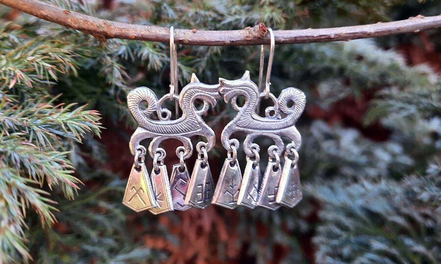 Auskari "zirdziņi"sudrabā ar piekariņiem